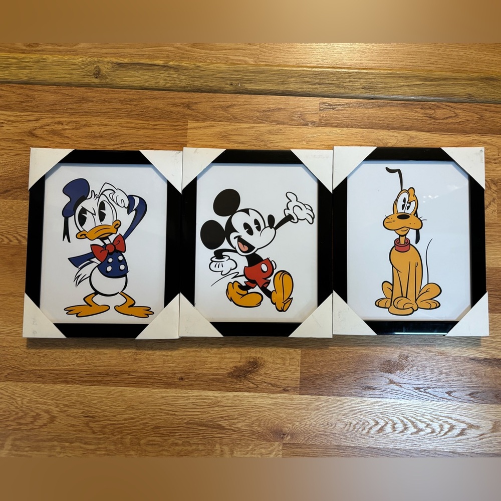 Disney Micky Donald Goofy 3 Piece Framed Art Artissimo 8x10” 2019 New